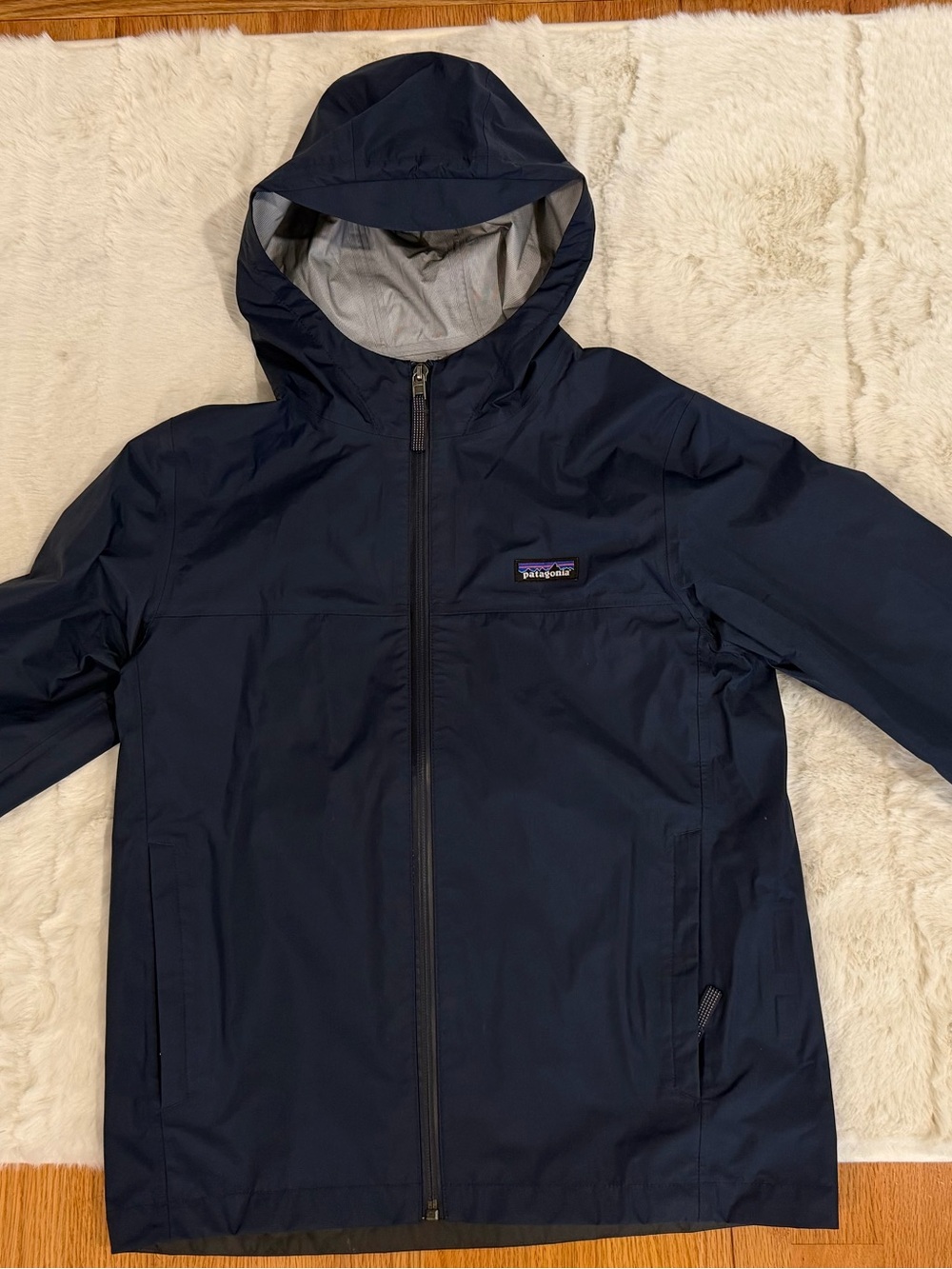Patagonia Kids Navy Hooded Raincoat
